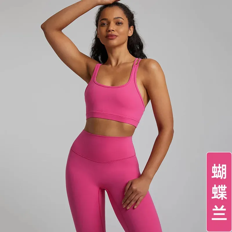057 Sports Bra Women's Running Shockproof Back Yoga Tank Top Quick Dry Outdoor Fitness Bra