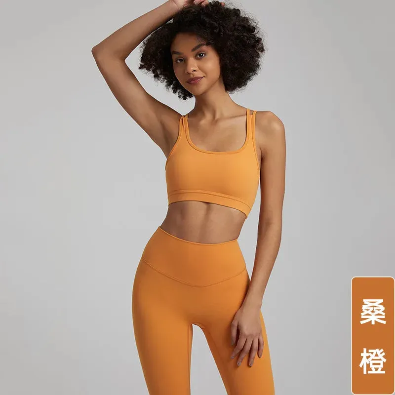 057 Sports Bra Women's Running Shockproof Back Yoga Tank Top Quick Dry Outdoor Fitness Bra
