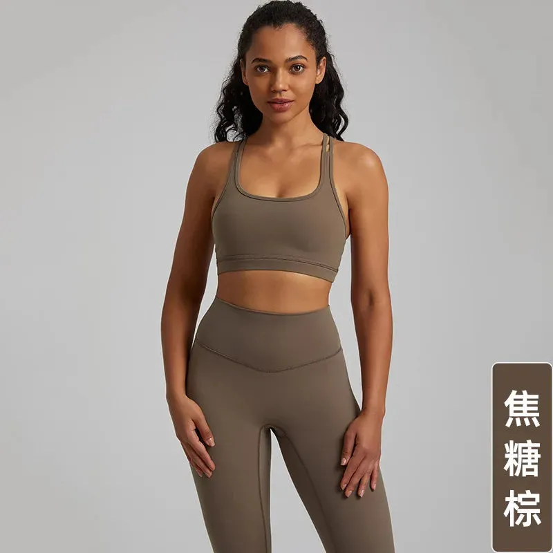 057 Sports Bra Women's Running Shockproof Back Yoga Tank Top Quick Dry Outdoor Fitness Bra