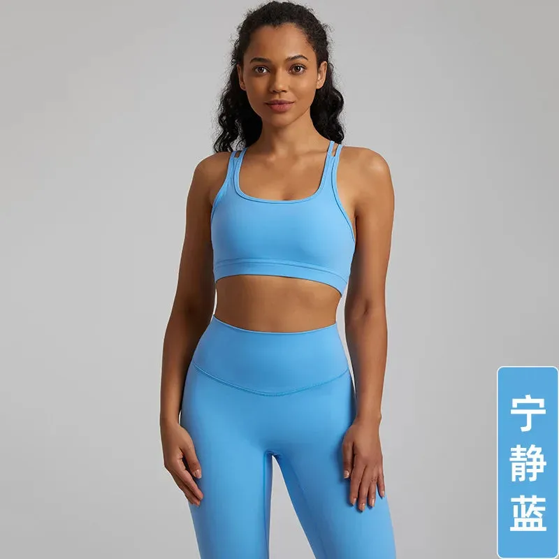057 Sports Bra Women's Running Shockproof Back Yoga Tank Top Quick Dry Outdoor Fitness Bra