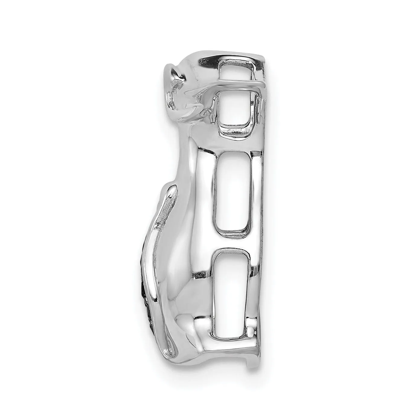 14k White Gold White Rhodium Polished Finish 0.045-CT Black Diamond Penguins Chain Slide Pendant will not fit omega chain