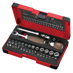1/4" Dr Socket & Bit Set 36pc Metric Wood Compo (VESSEL)