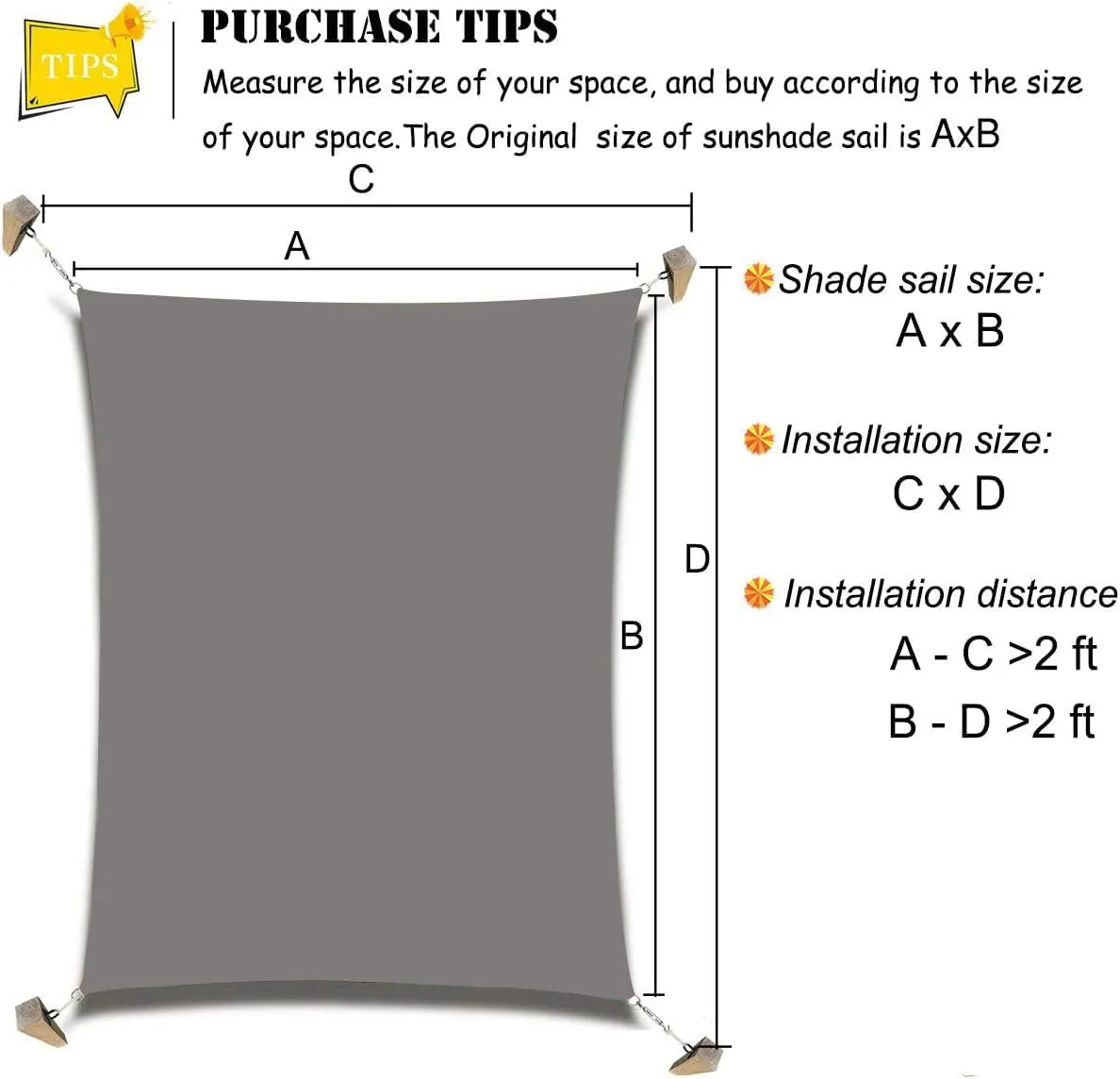18'x14' Rectangle Patio Sun Shade Sail（Grey Color）