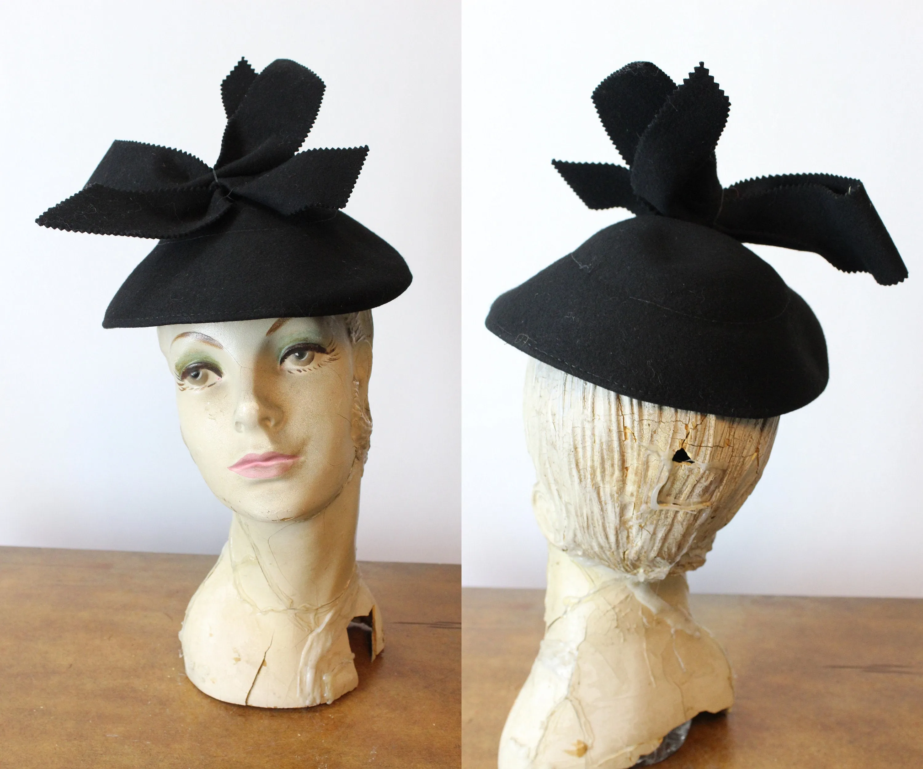 1940s PINKED EDGE BOW tilt hat | new fall
