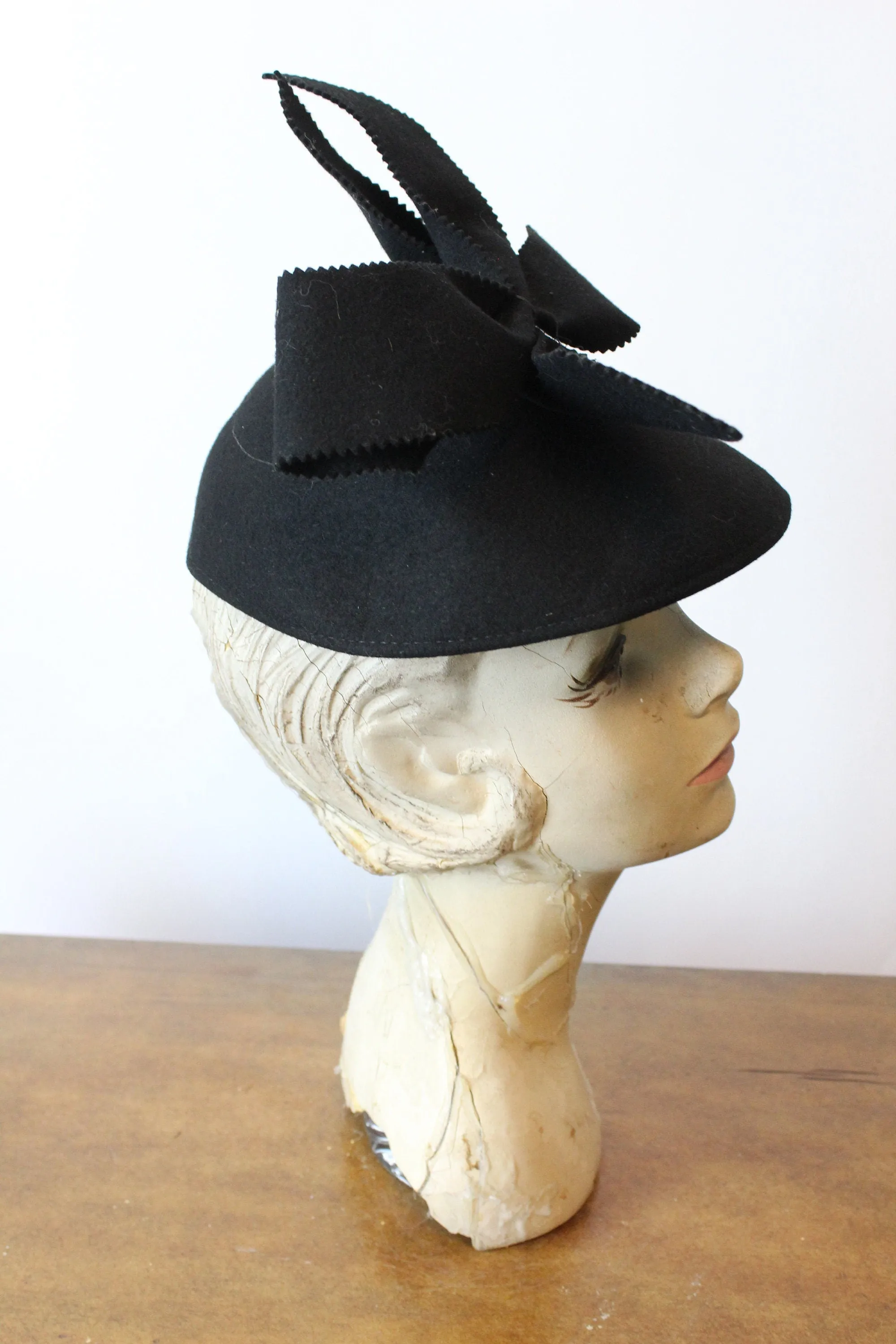 1940s PINKED EDGE BOW tilt hat | new fall
