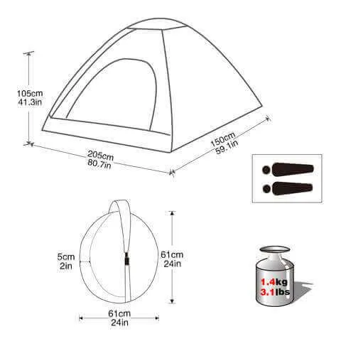 2-3 Persons KingCamp Pop-Up Outdoor Dome Tent