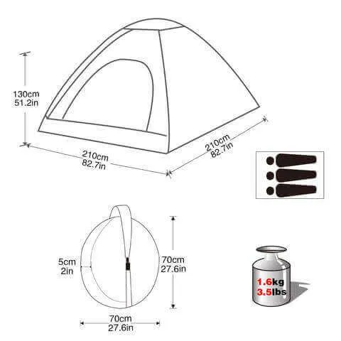 2-3 Persons KingCamp Pop-Up Outdoor Dome Tent