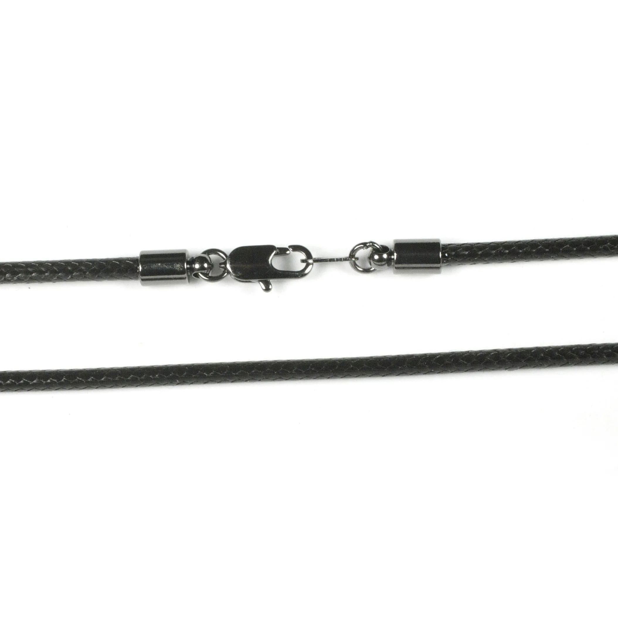 3mm Black Smooth Cotton Cord with Hematite Finish Ends