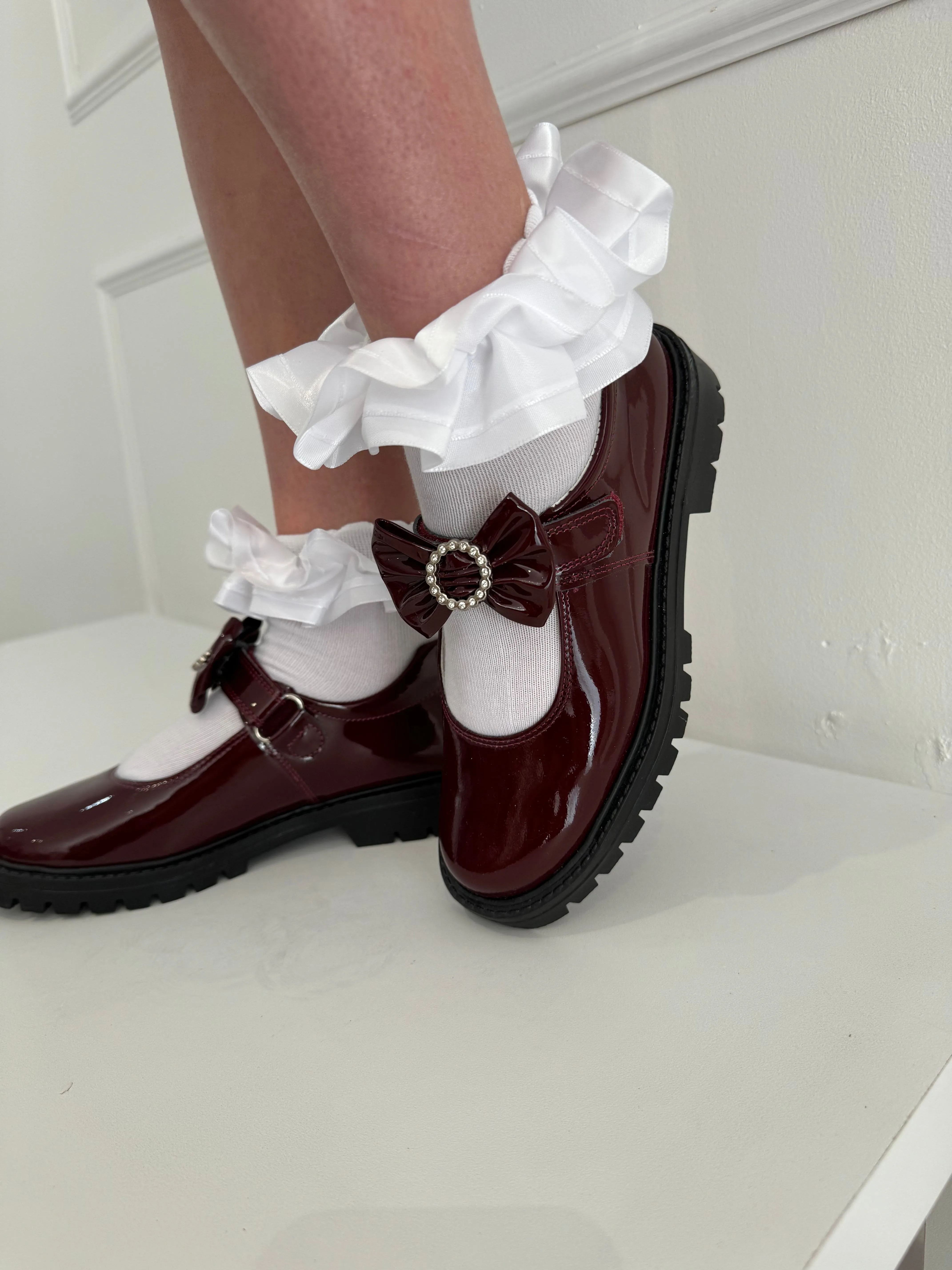 6258 Burgundy School Shoe  - Chunky