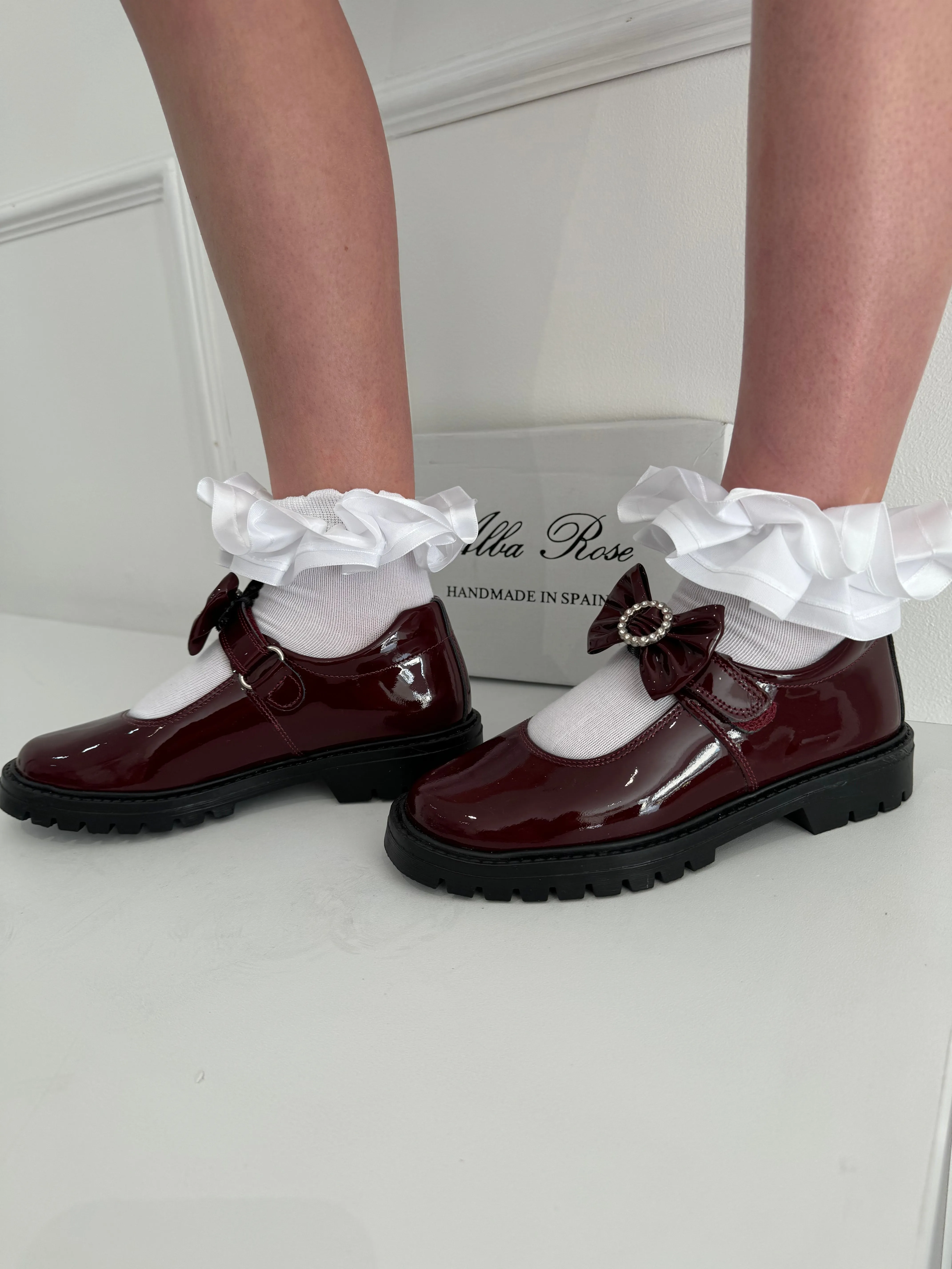 6258 Burgundy School Shoe  - Chunky