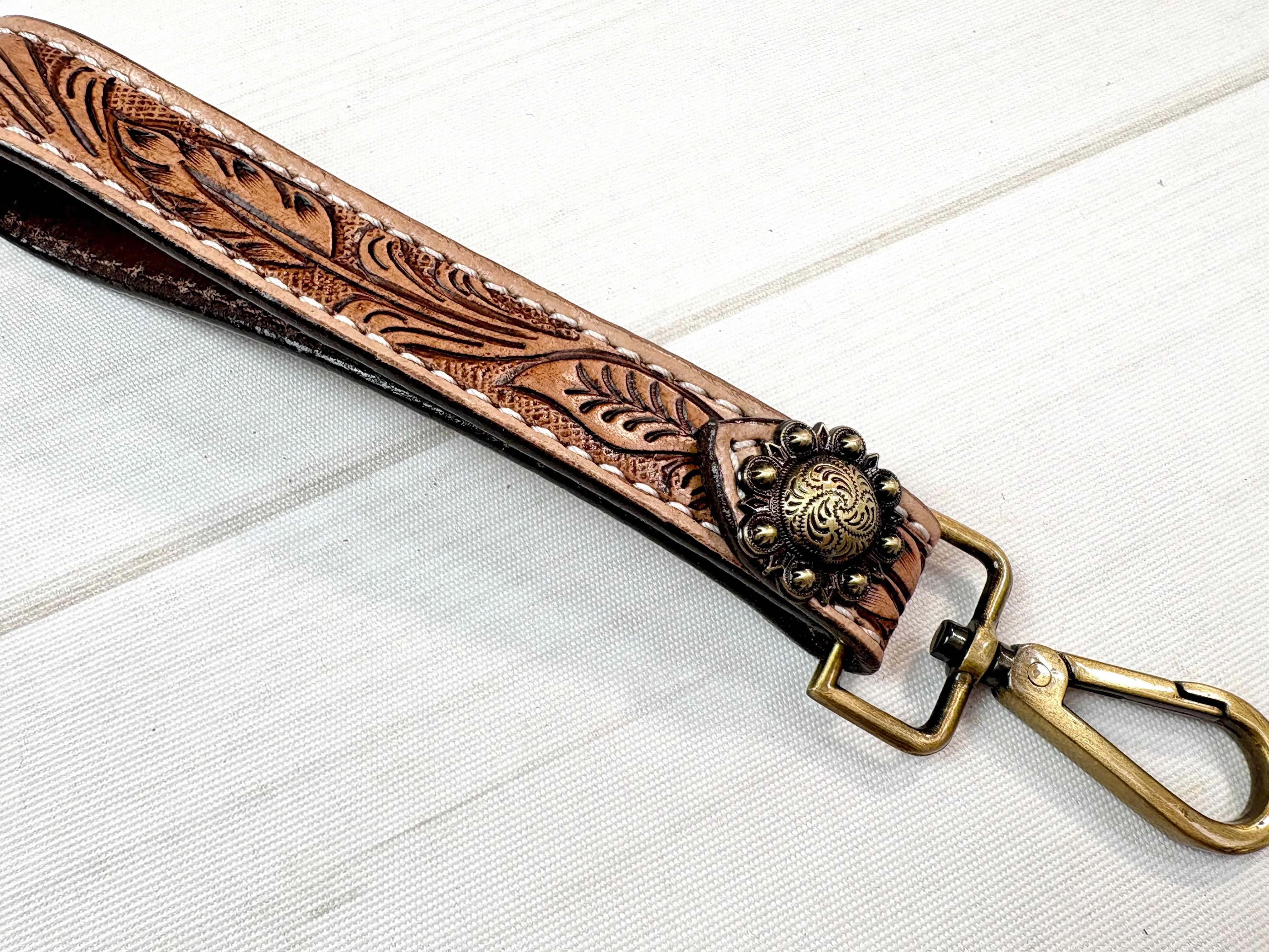 8” Tooled Leather Key Fobs