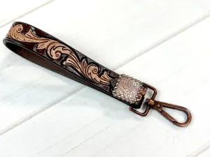 8” Tooled Leather Key Fobs