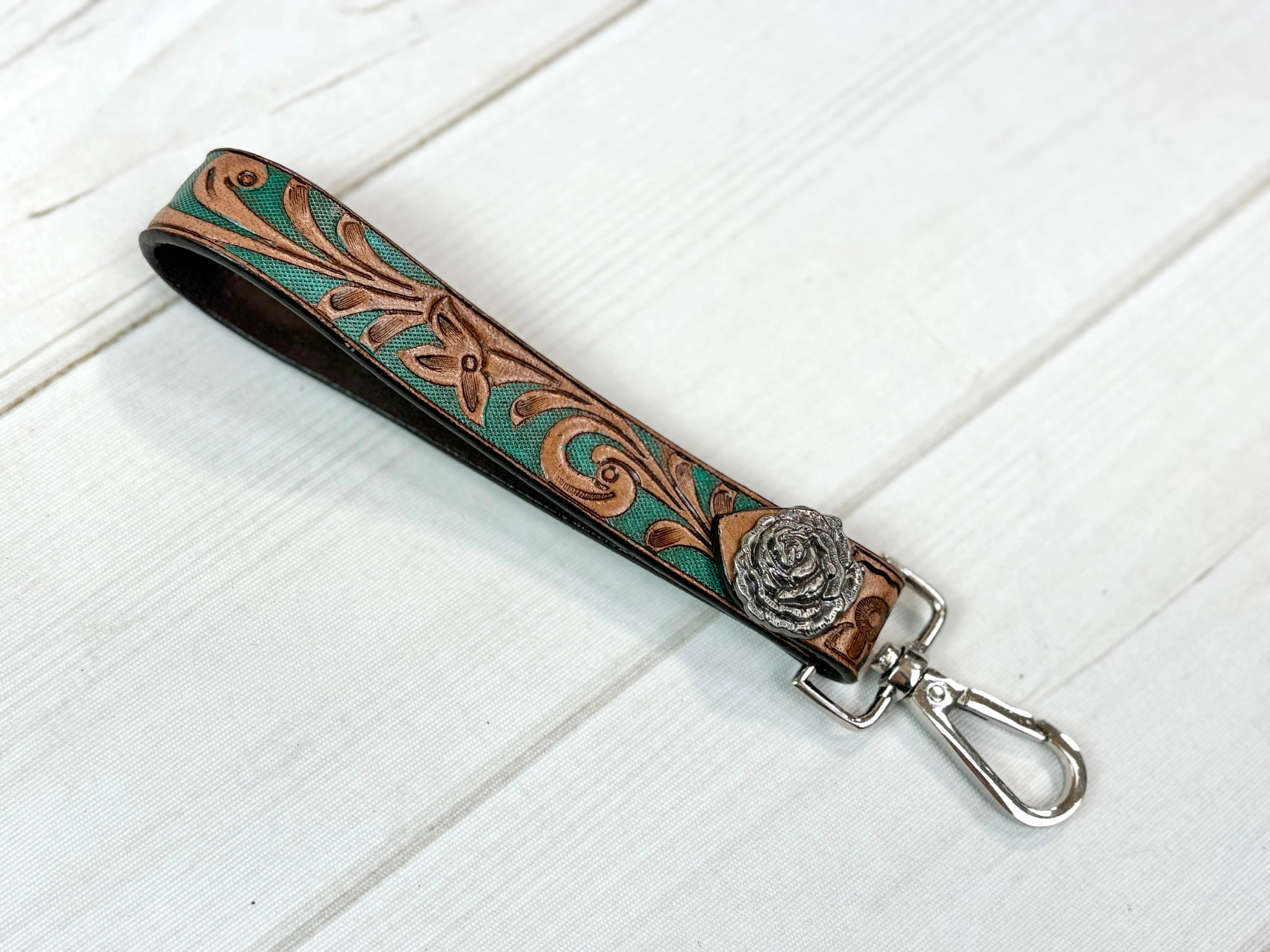 8” Tooled Leather Key Fobs