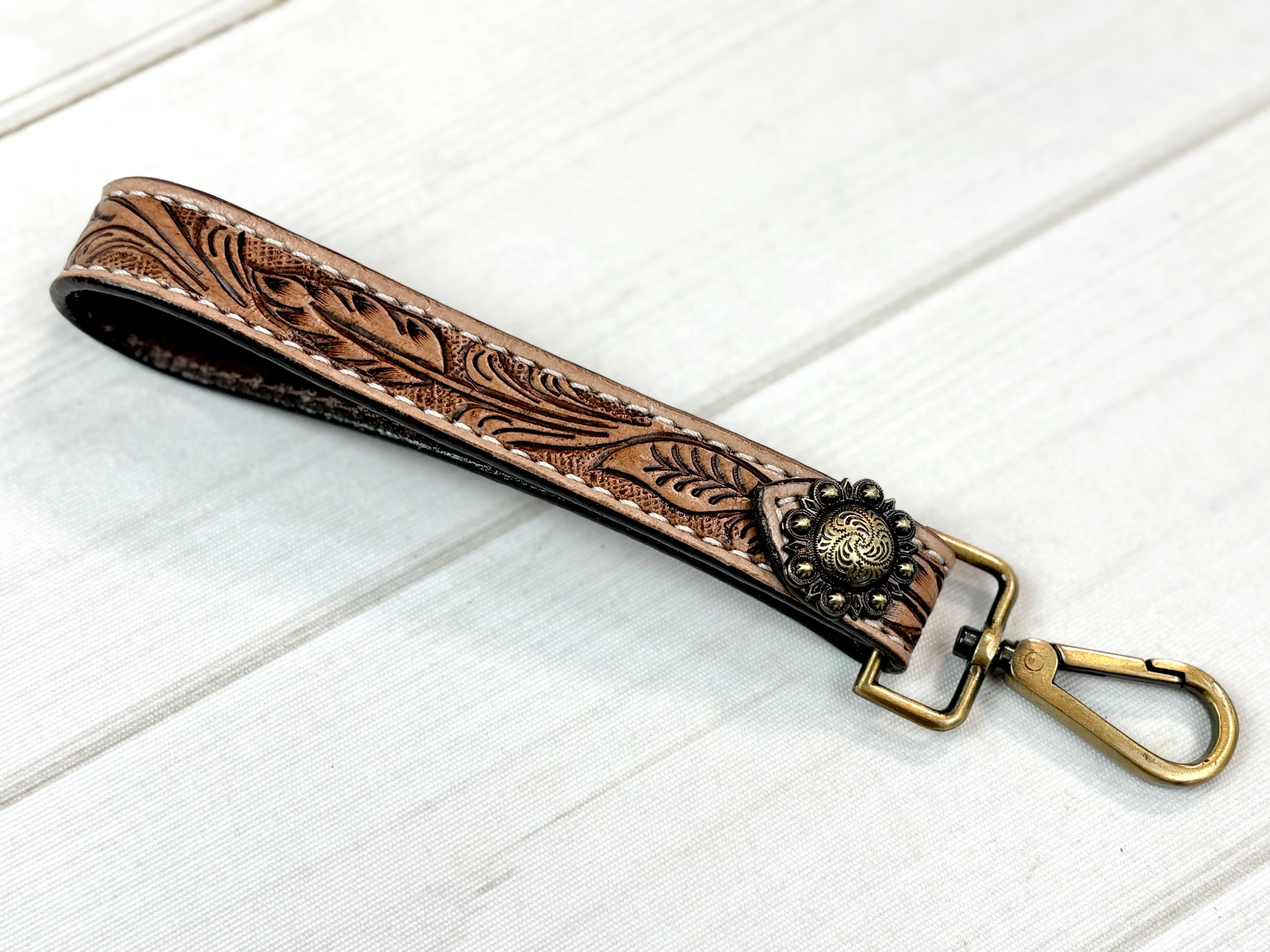 8” Tooled Leather Key Fobs