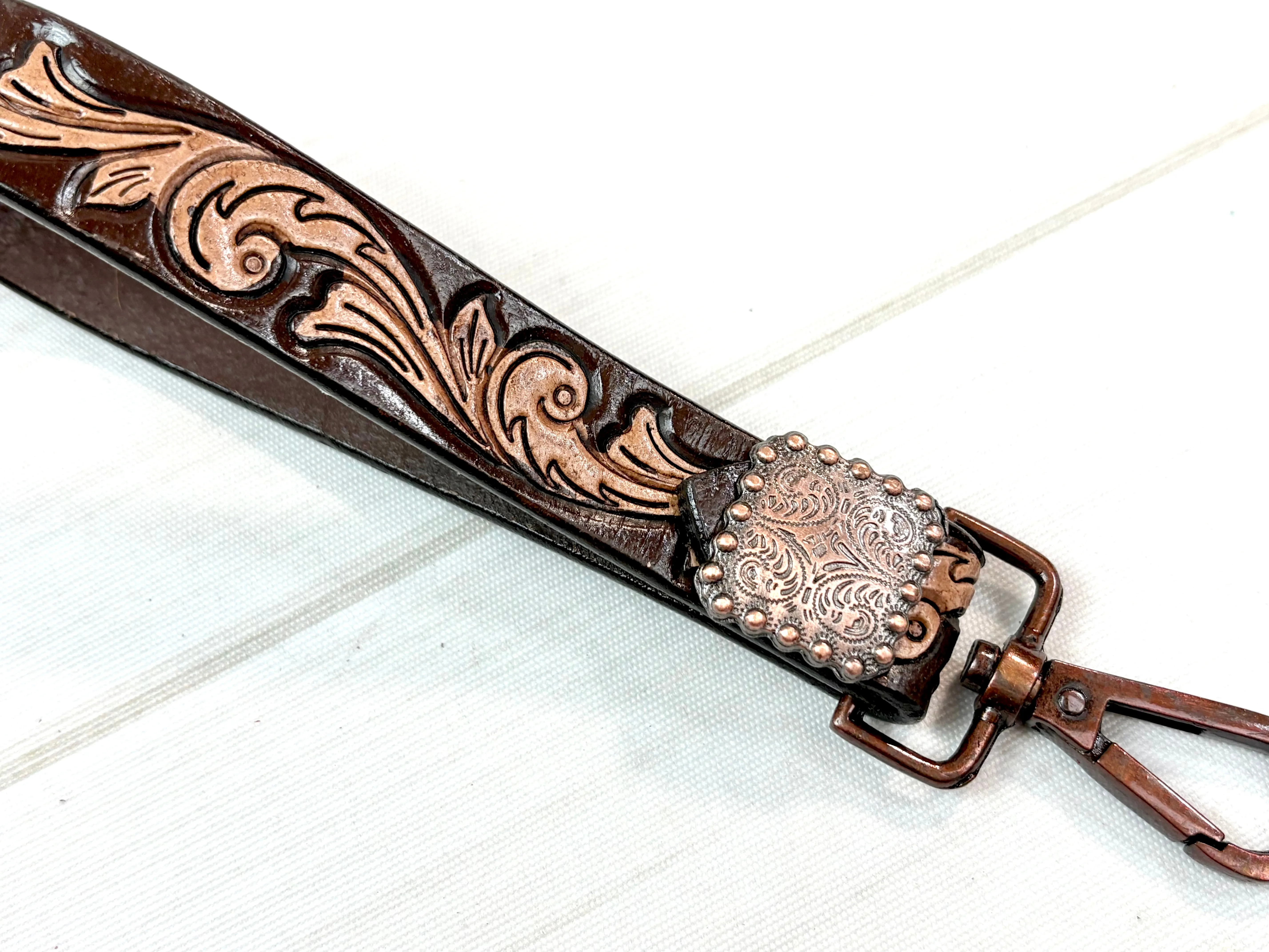 8” Tooled Leather Key Fobs