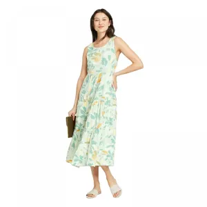 A New Day Women's Floral Print Sleeveless Tiered Midi Dress