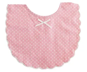 ALIMROSE SCALLOP EDGE BIB PINK IVORY SPOT