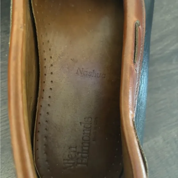 Allen Edmonds Nashua Black Brown Leather Slip On Kiltie Tassel Loafer Men’s 12 D