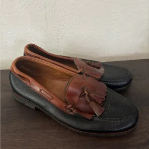 Allen Edmonds Nashua Black Brown Leather Slip On Kiltie Tassel Loafer Men’s 12 D
