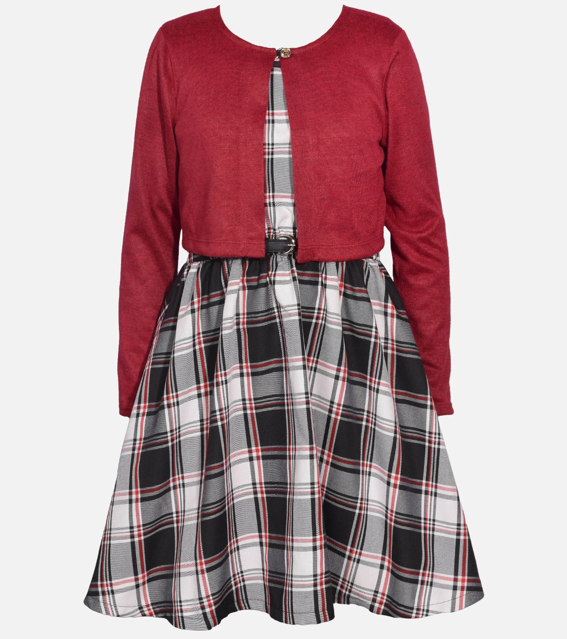 Anna Plaid Cardigan Dress