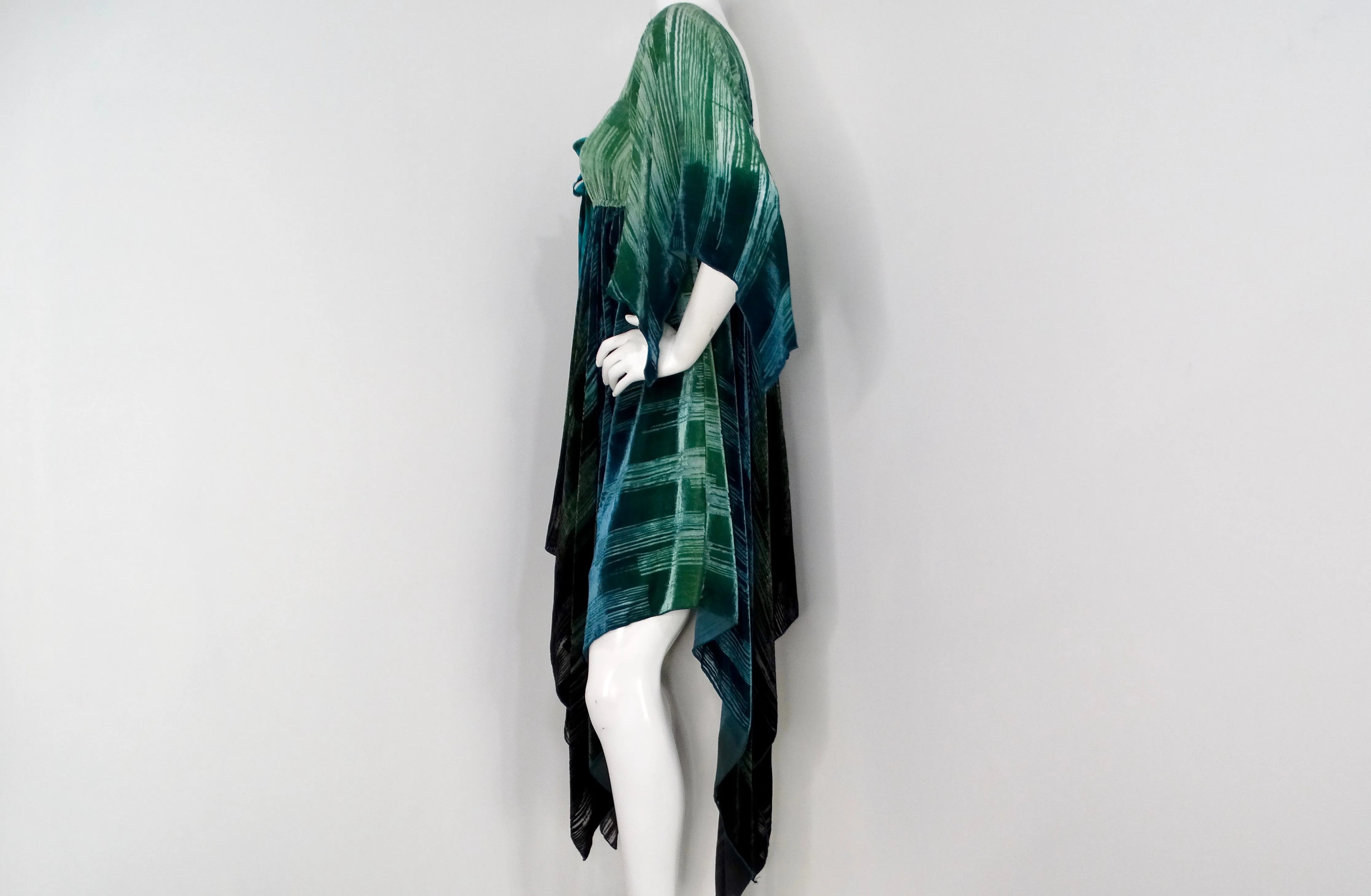 Anna Sui 2000s Teal Handkerchief Midi Dress