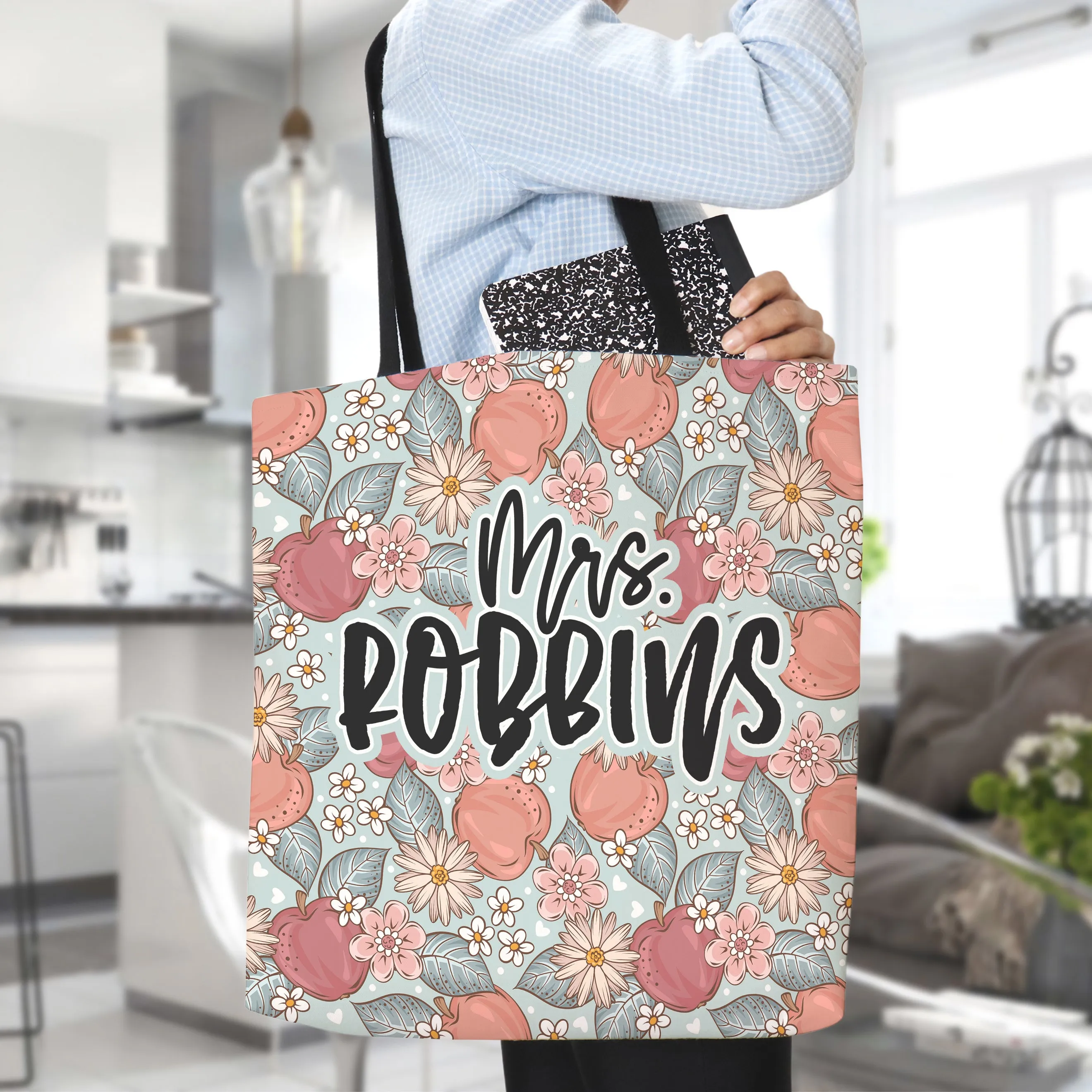 APPLE FLORAL TOTE BAG