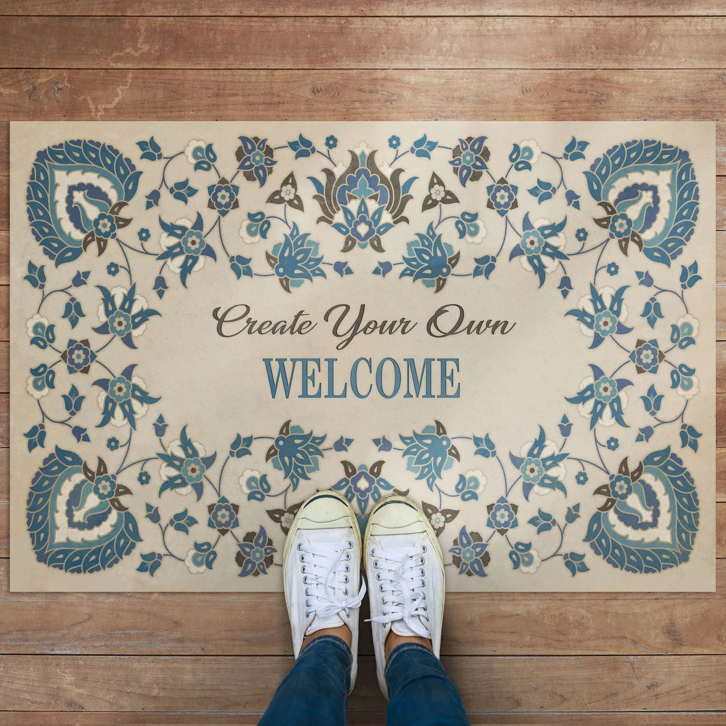 Arabic Floral "The Breezes at Dawn" Customized Vinyl Mat - Spicher & Co.