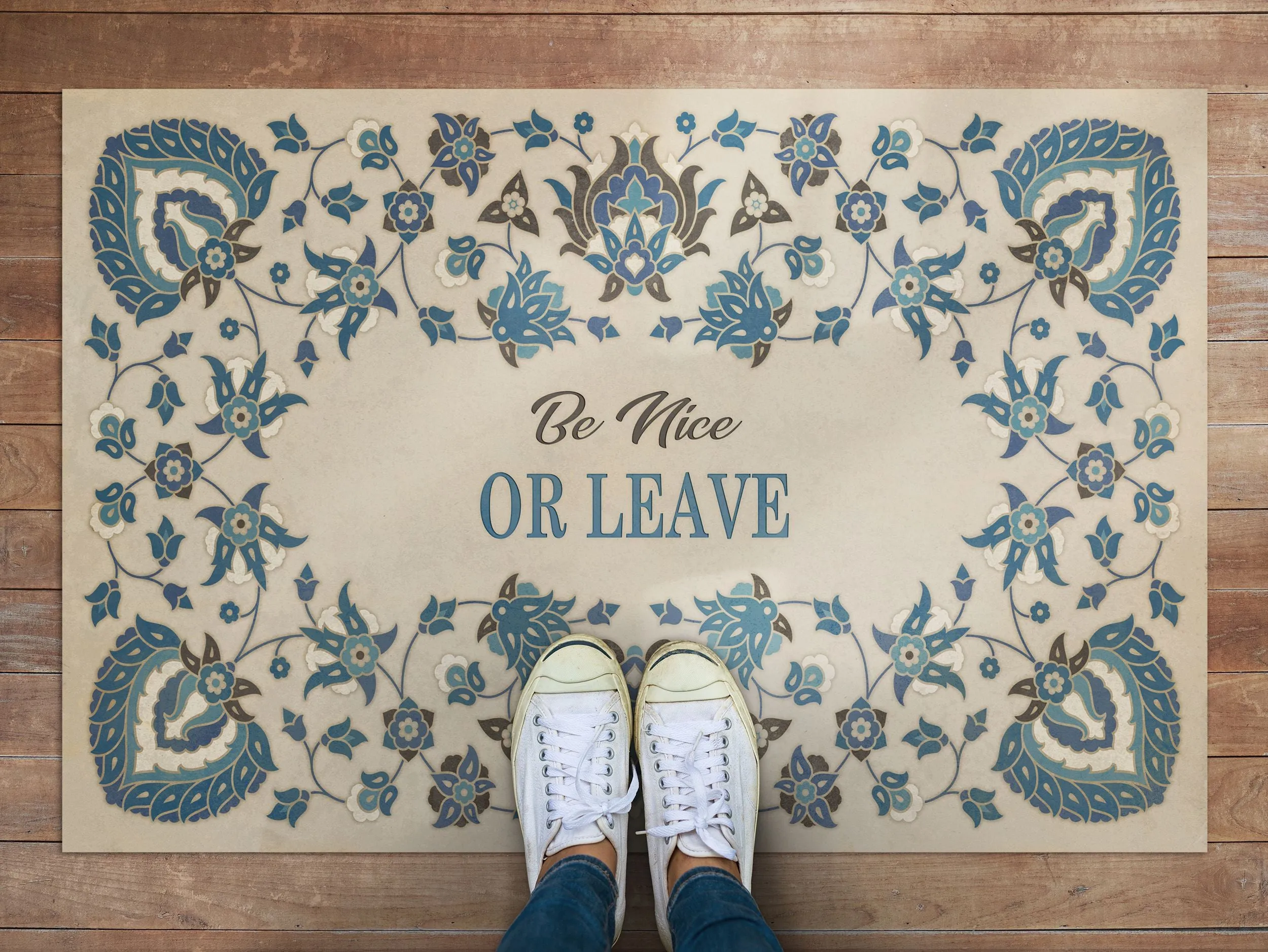 Arabic Floral "The Breezes at Dawn" Customized Vinyl Mat - Spicher & Co.