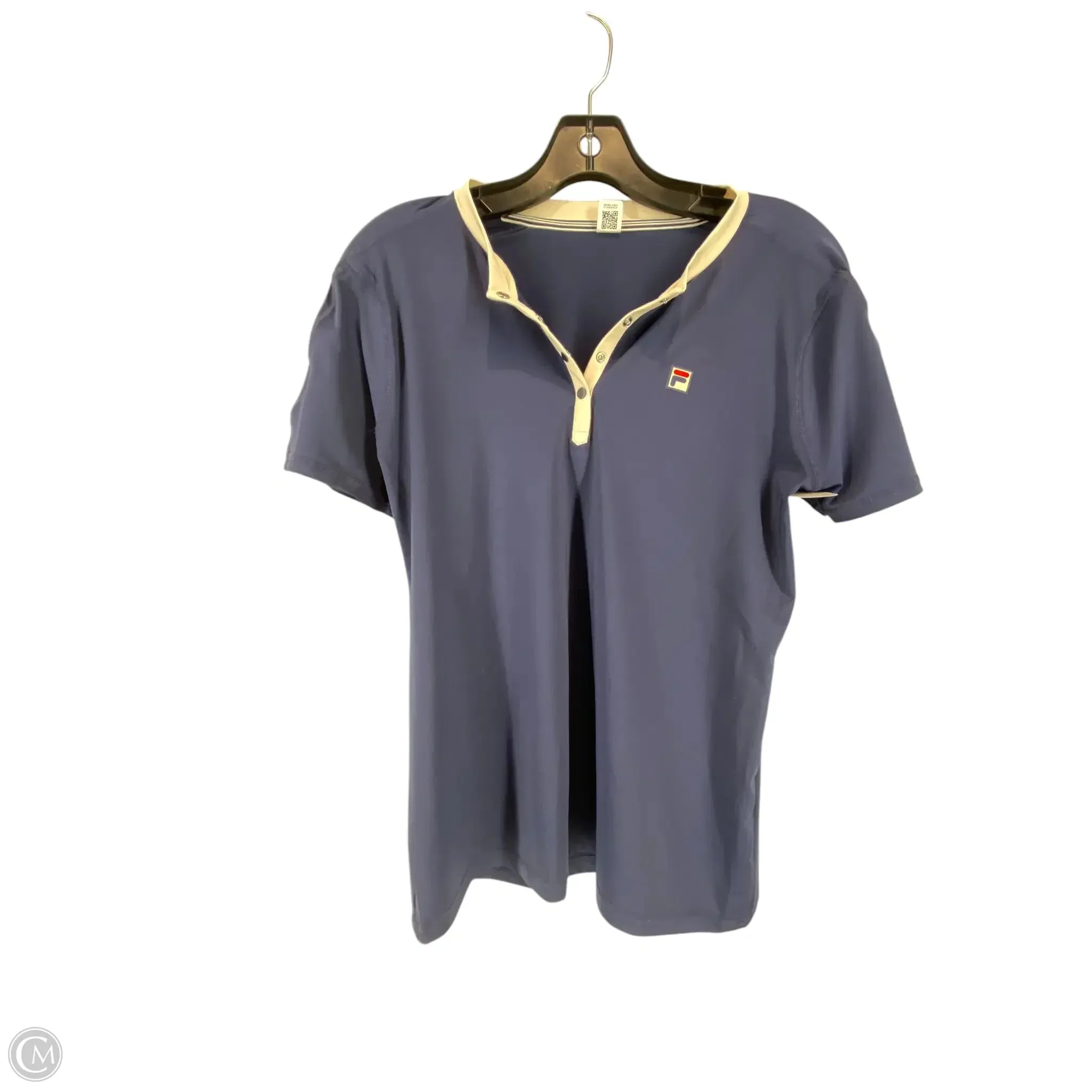 Athletic Top Short Sleeve By Fila In Navy, Size: S