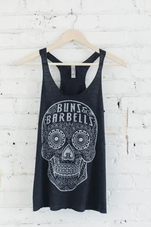B&B Sugar Skull Racerback Tank - Charcoal