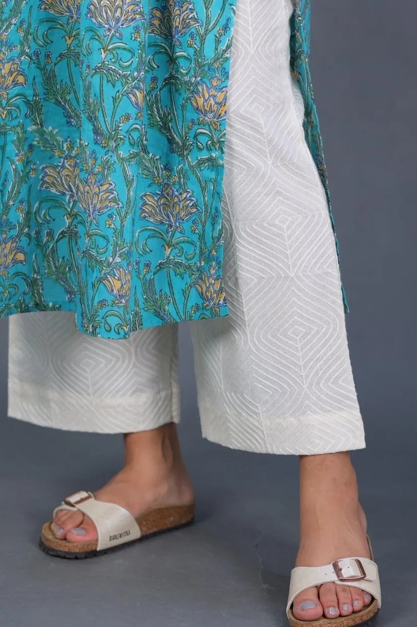Beautiful Cream Straight Pant In Cotton