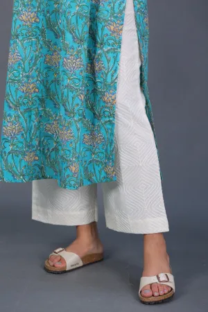 Beautiful Cream Straight Pant In Cotton