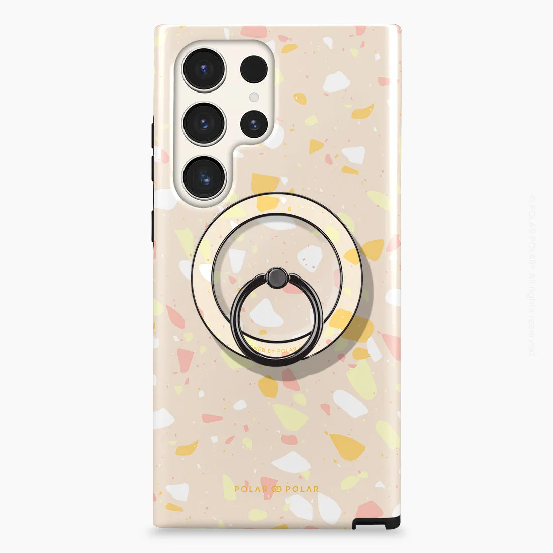 Beige Terrazzo - Black MagSafe Phone Grip and Ring Holder Stand