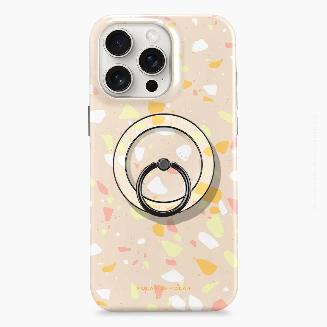 Beige Terrazzo - Black MagSafe Phone Grip and Ring Holder Stand