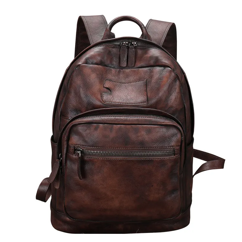 Best Leather Rucksack Bag Womens Vintage 16 inches Laptop Backpack Leather School Backpack Purse