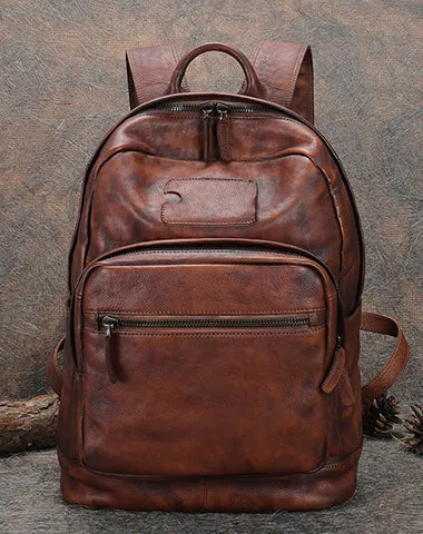 Best Leather Rucksack Bag Womens Vintage 16 inches Laptop Backpack Leather School Backpack Purse