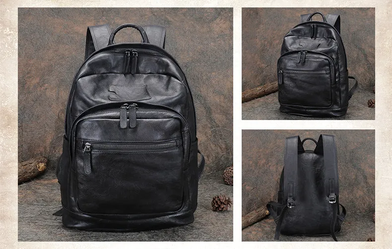 Best Leather Rucksack Bag Womens Vintage 16 inches Laptop Backpack Leather School Backpack Purse