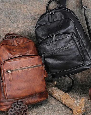 Best Leather Rucksack Bag Womens Vintage 16 inches Laptop Backpack Leather School Backpack Purse