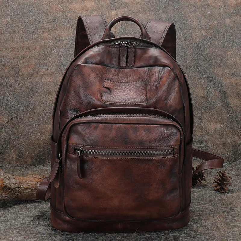 Best Leather Rucksack Bag Womens Vintage 16 inches Laptop Backpack Leather School Backpack Purse