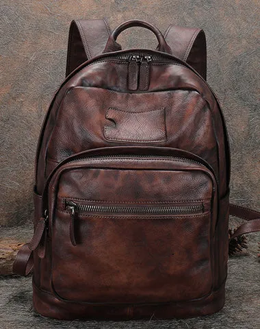 Best Leather Rucksack Bag Womens Vintage 16 inches Laptop Backpack Leather School Backpack Purse