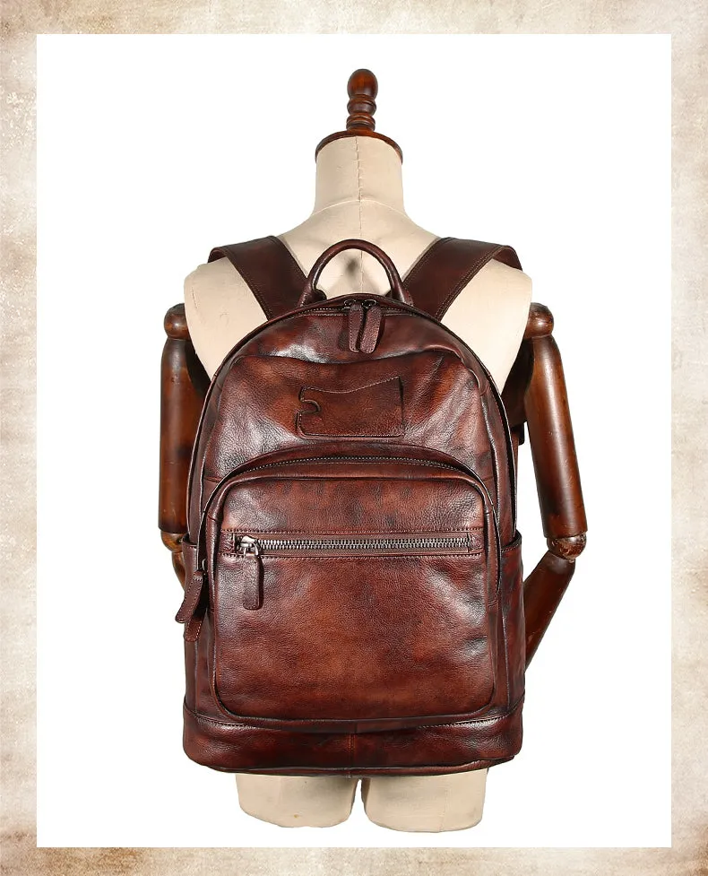 Best Leather Rucksack Bag Womens Vintage 16 inches Laptop Backpack Leather School Backpack Purse