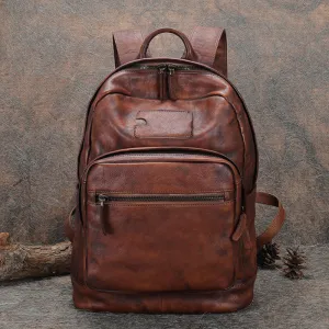 Best Leather Rucksack Bag Womens Vintage 16 inches Laptop Backpack Leather School Backpack Purse