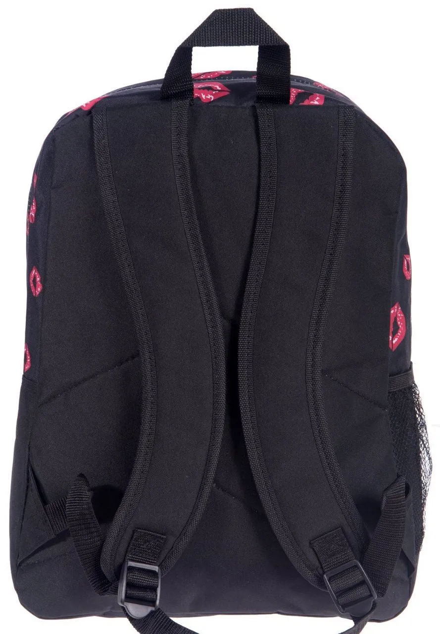 Betty Boop black canvas L Bag Backpack School kick red heart book Pocket sport