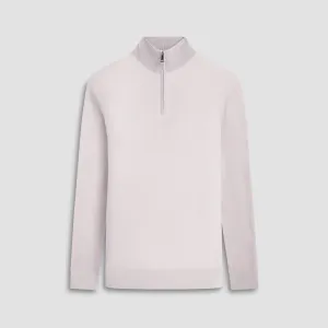 Bird's Eye Jacquard Quarter-Zip Mock Neck Sweater