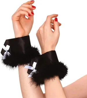 Black Bunny Feather Wrist Cuffs