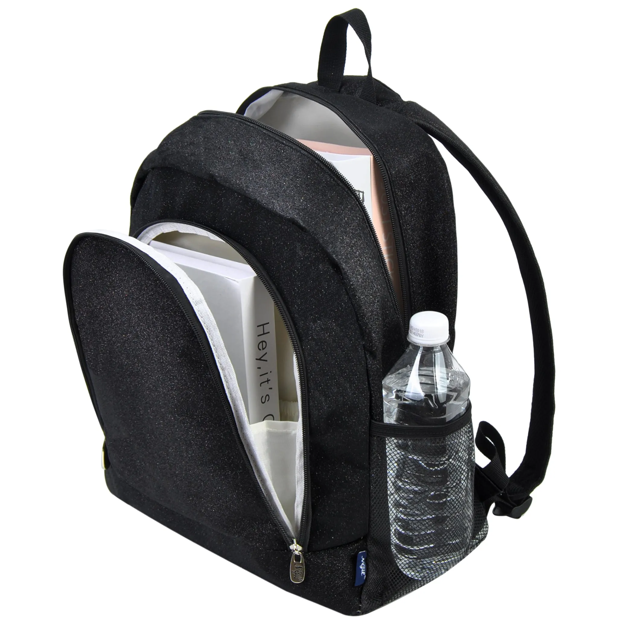 Black Glitter NGIL Canvas Backpack