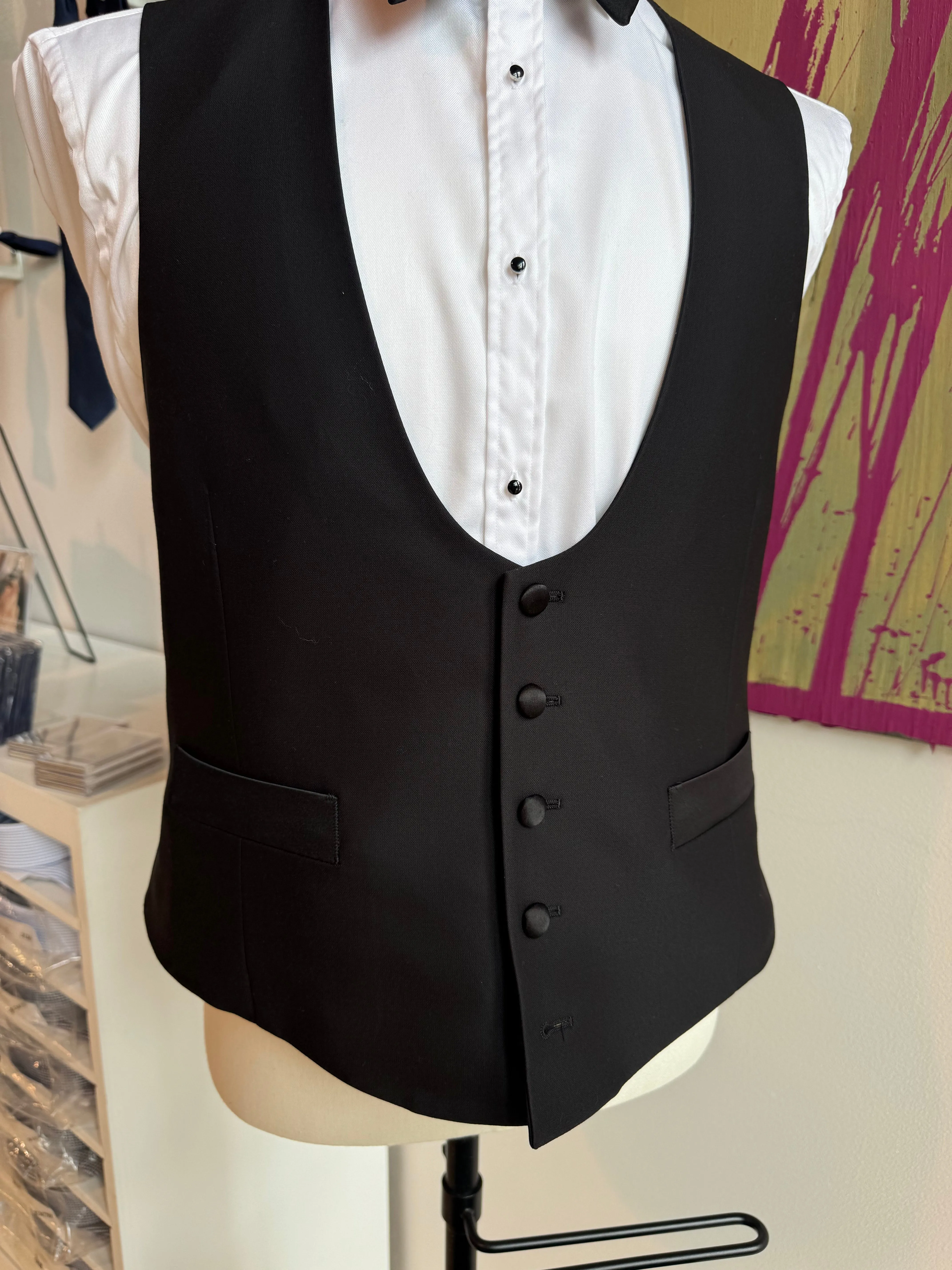 Black Premium Italian Peak Tuxedo Vest