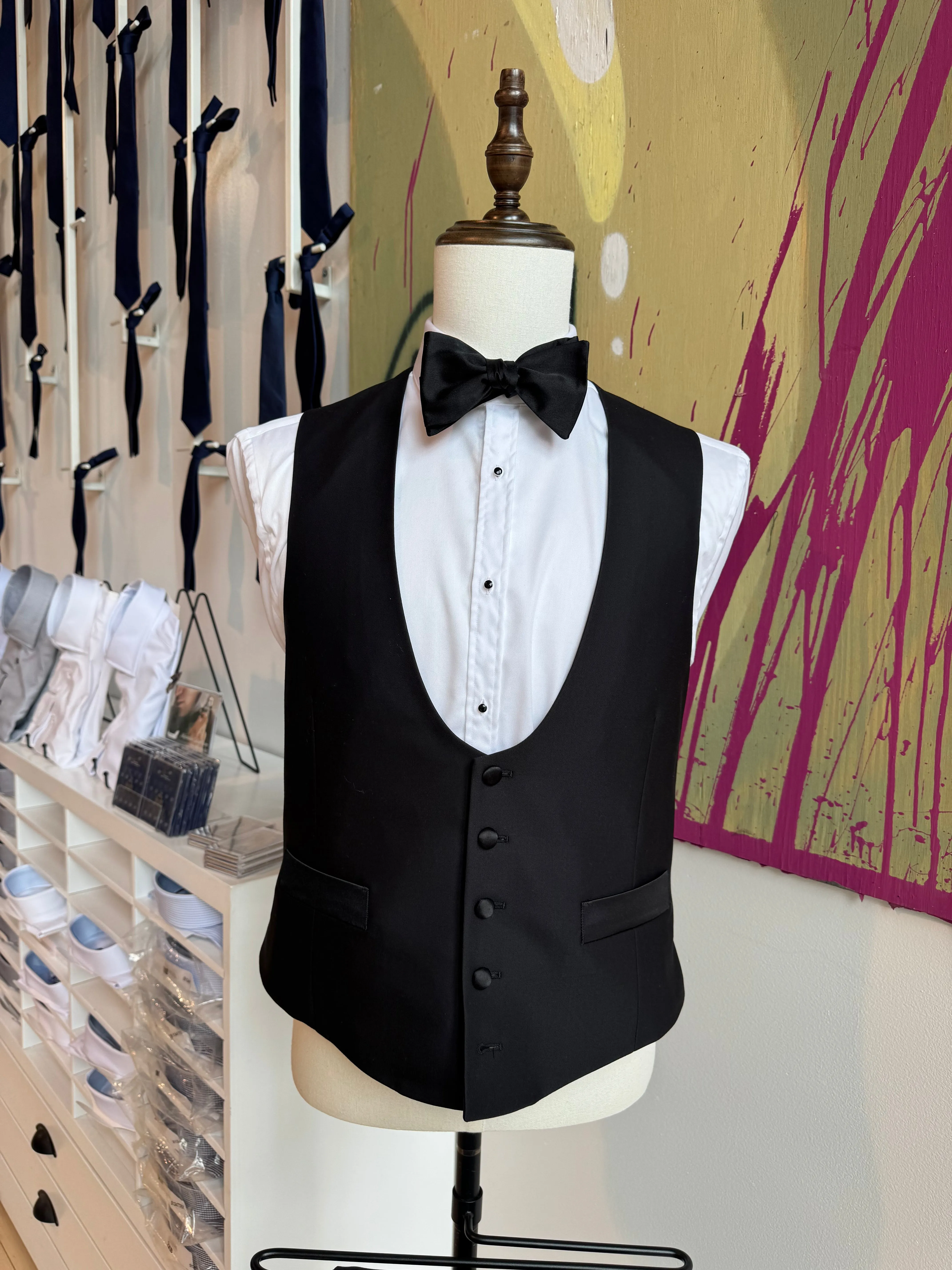 Black Premium Italian Peak Tuxedo Vest