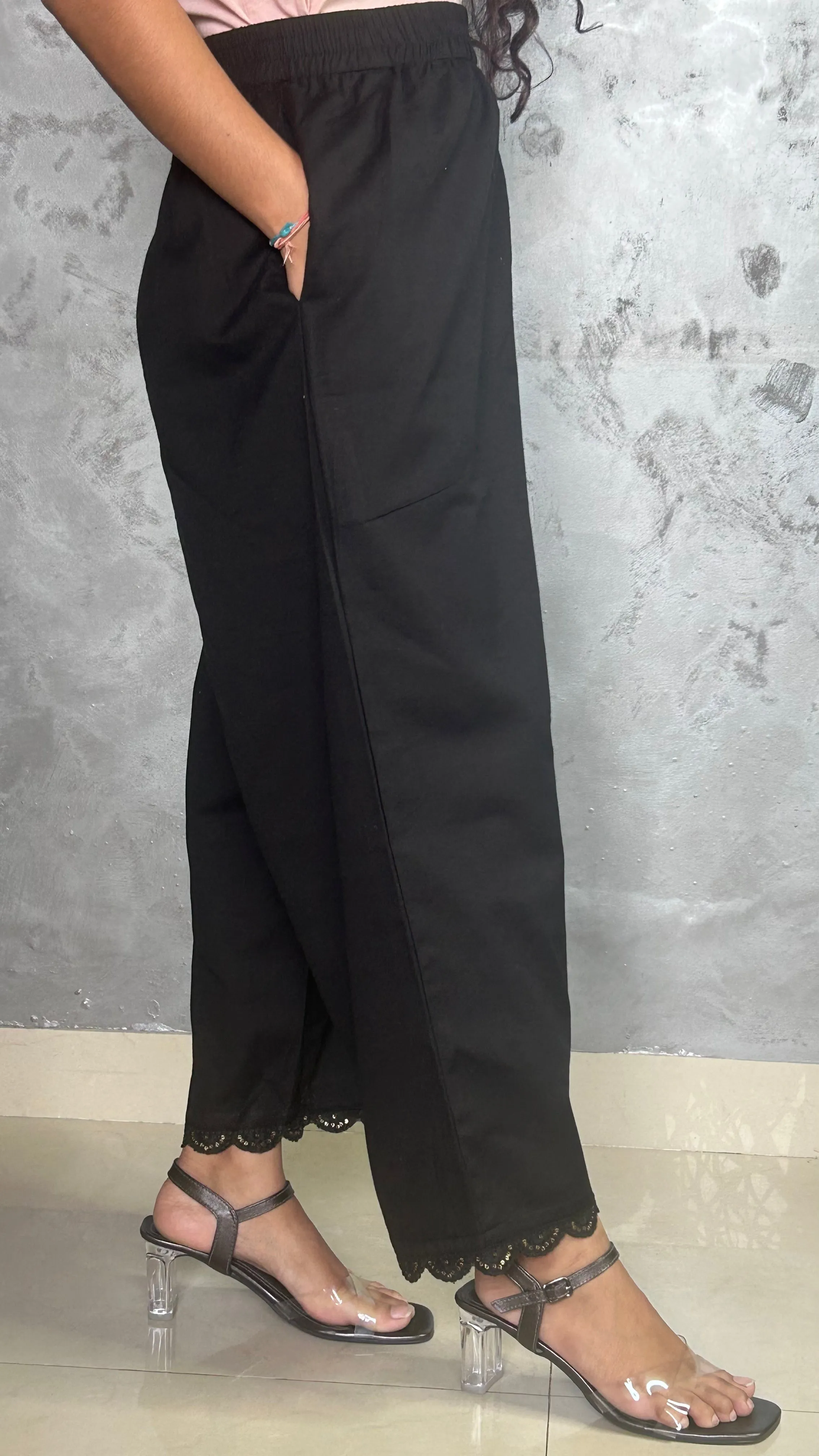 Black Straight Pant In Cotton