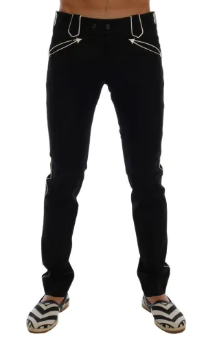 Black Wool Cotton Dress Pants